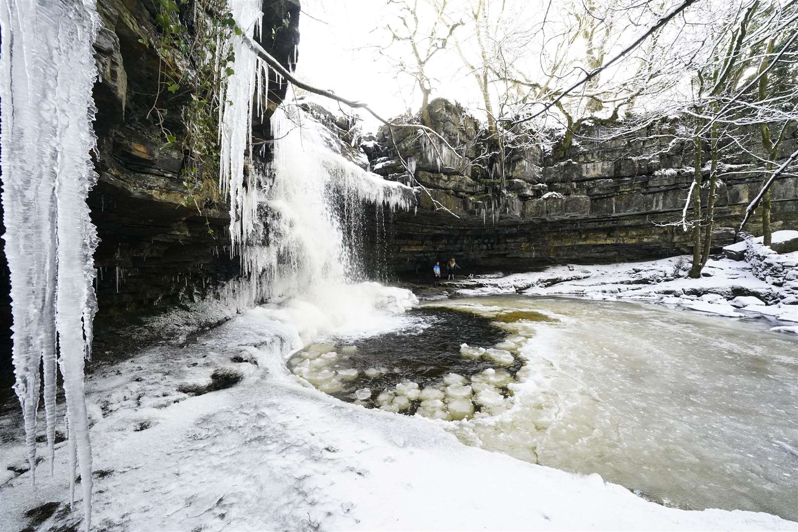 Summerhill Force waterfall at Bowlees in Teesdale was frozen (Owen Humphreys/PA)