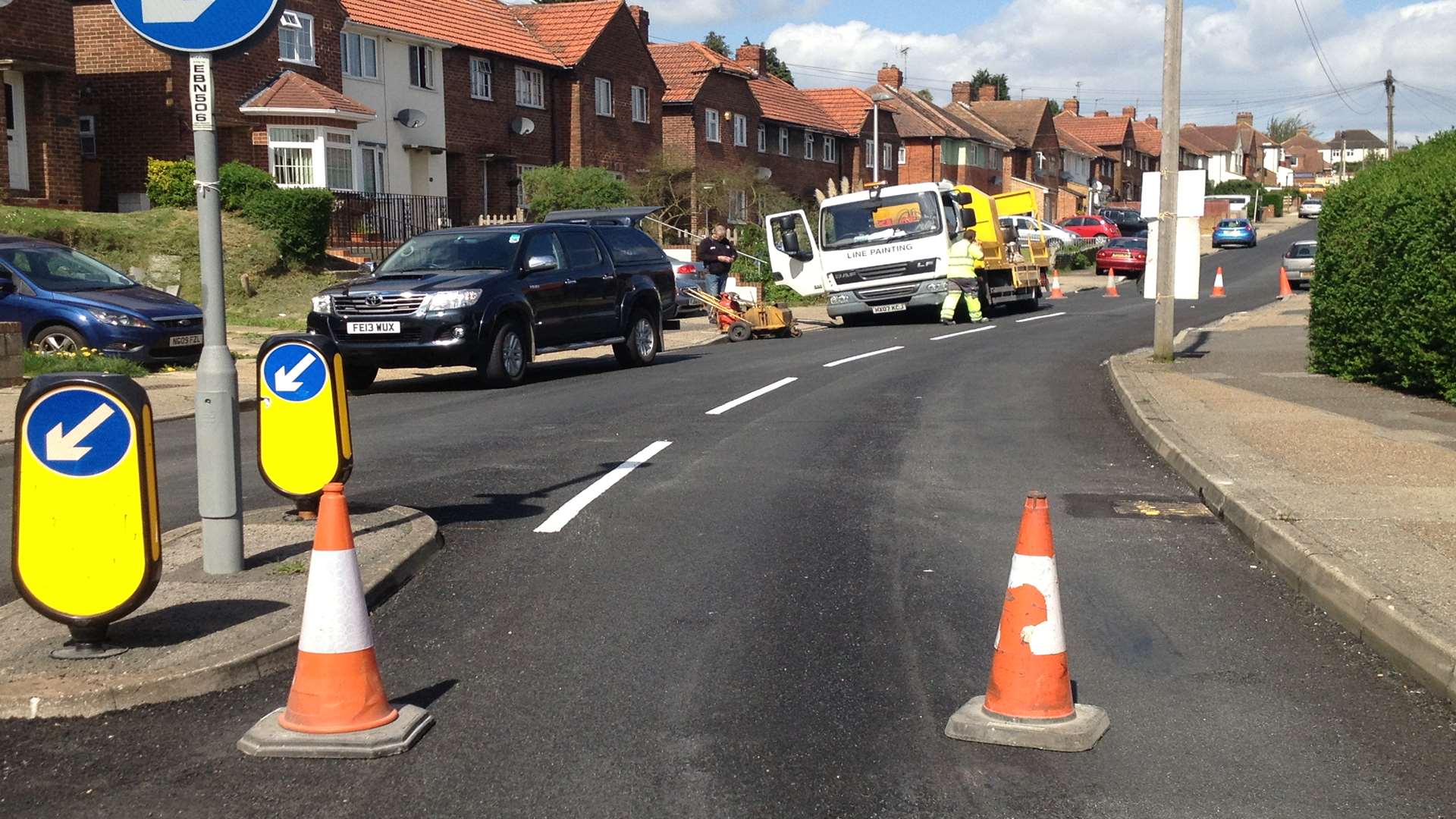 A council lorry is left stuck after a road collapse in Strood