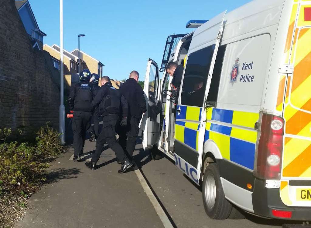 Police pictured during the crackdown on dealers in Dover