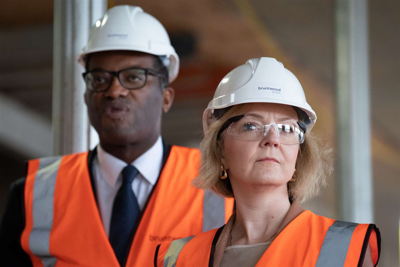 Prime Minister Liz Truss and Chancellor Kwasi Kwarteng visit a construction site for a medical innovation campus in Birmingham (Stefan Rousseau/PA)