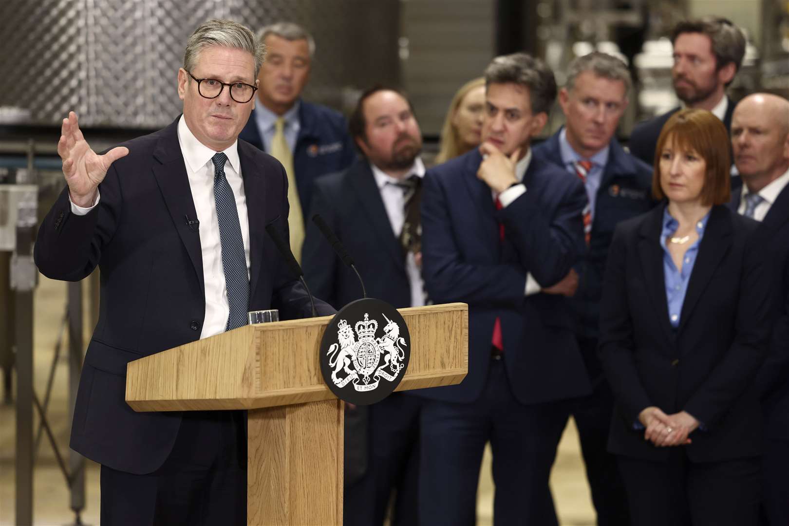 Prime Minister Sir Keir Starmer gives a speech during a visit to a manufacturing facility in Chester (Darren Staples/PA)