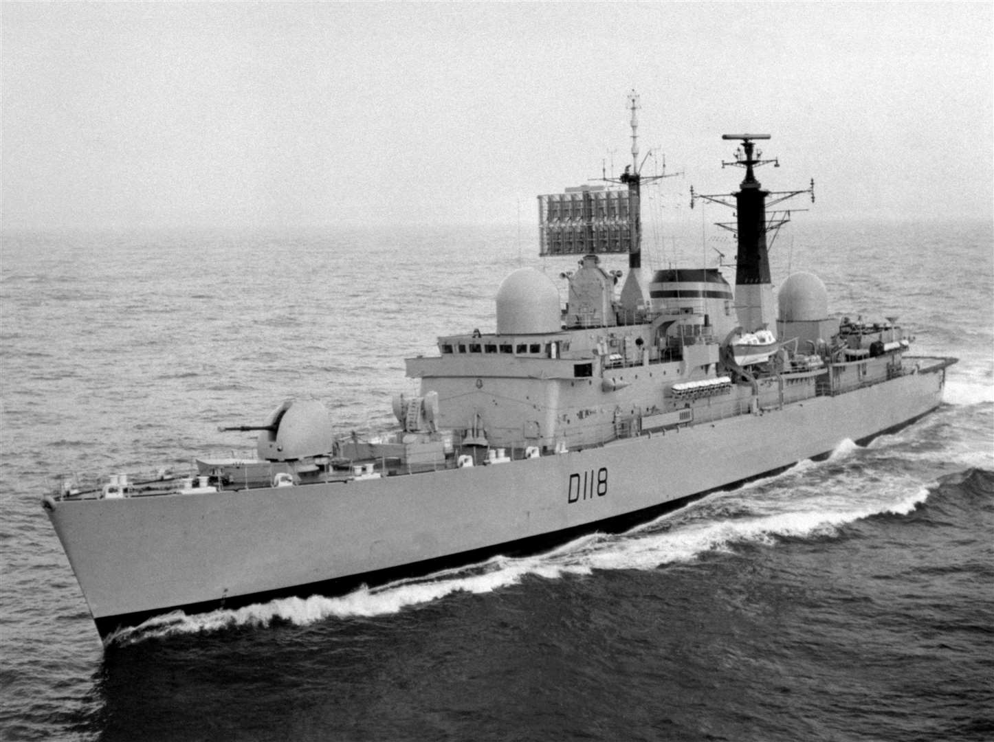 HMS Coventry, pictured during the Falklands War (PA)