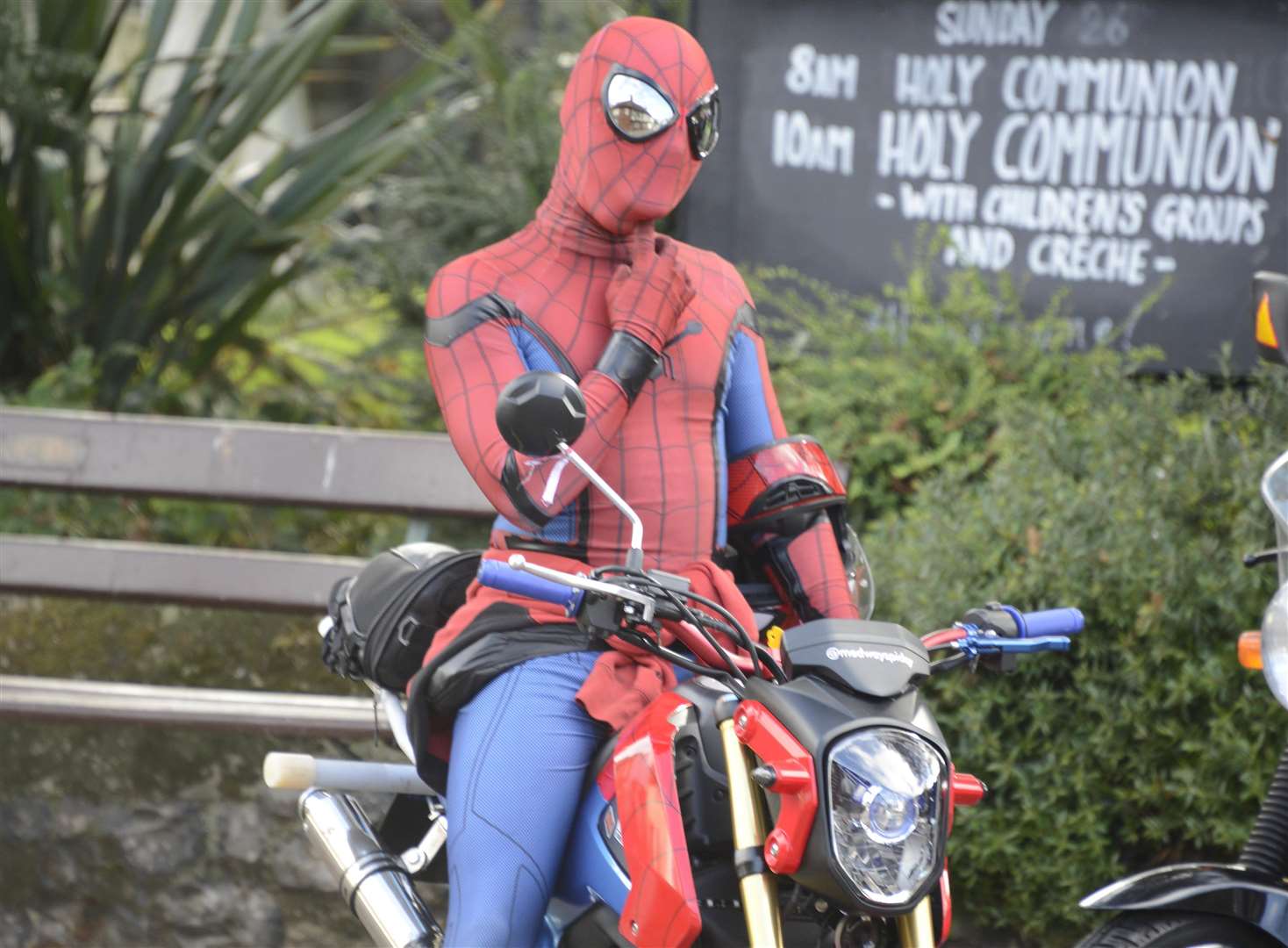 Spiderman was among the bikers