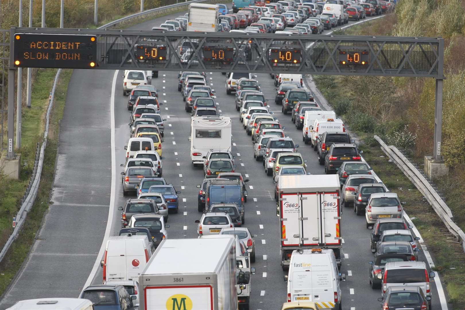 M2 delays as three lanes closed for roadworks from J3 Chatham to