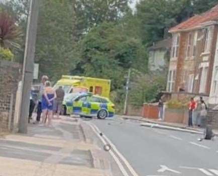 An ambulance at the scene. Picture: Alex Newnham