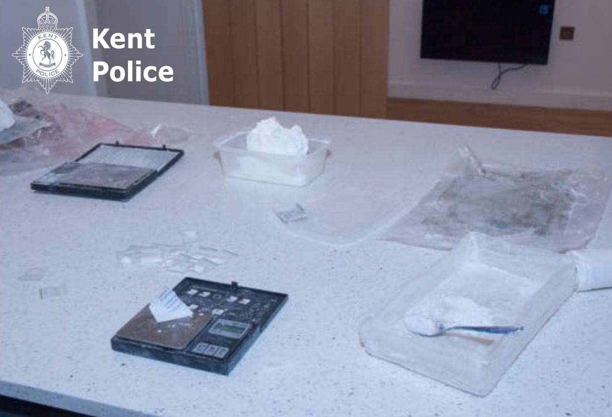 Cocaine and drug-related equipment were found in two Ramsgate properties in Cavendish Street. Picture: Kent Police