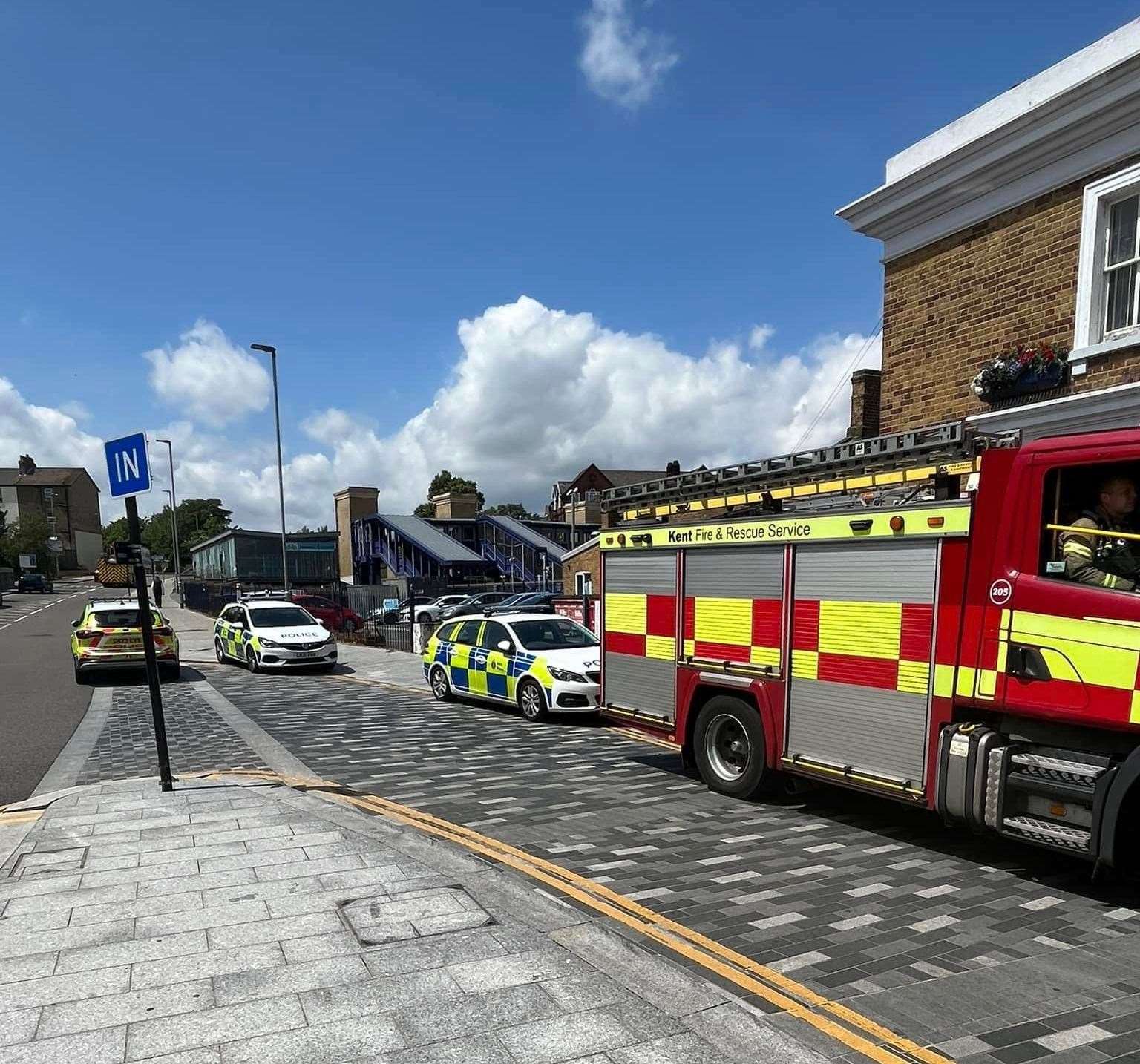 Gravesend railway station was evacuated after a fire broke out near the tracks. Picture: Callum Skinner