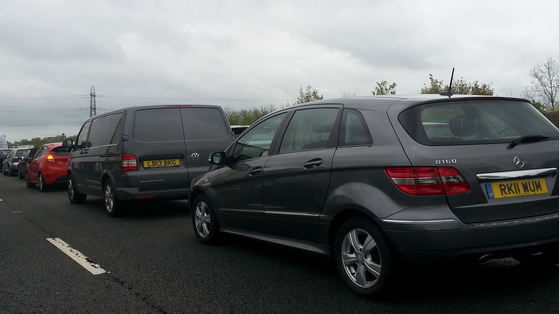 Traffic at a standstill on the London-bound carriageway of the M20