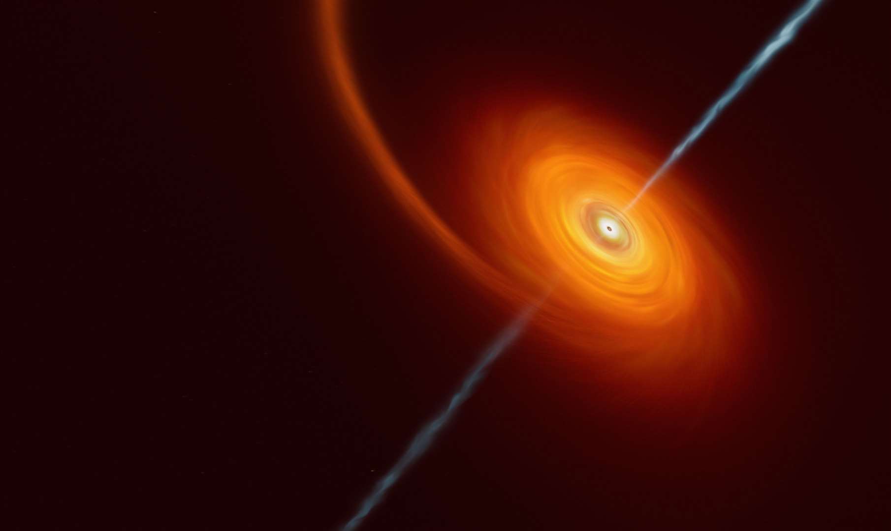 A star being squeezed by the intense gravitational pull of the black hole (ESO/M Kornmesser)