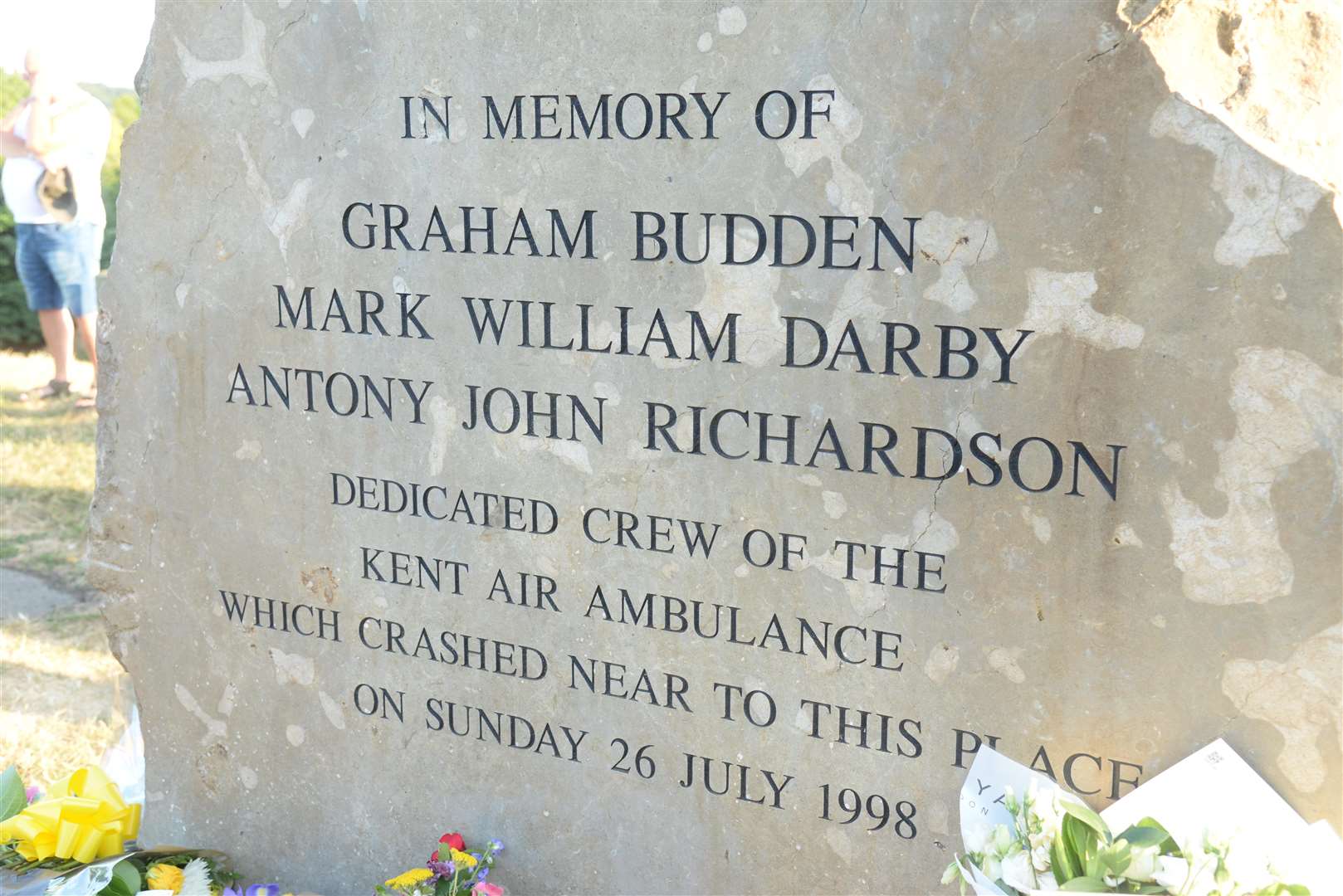 The air ambulance memorial at Bluebell Hill on Thursday . Picture: Chris Davey. (3303996)