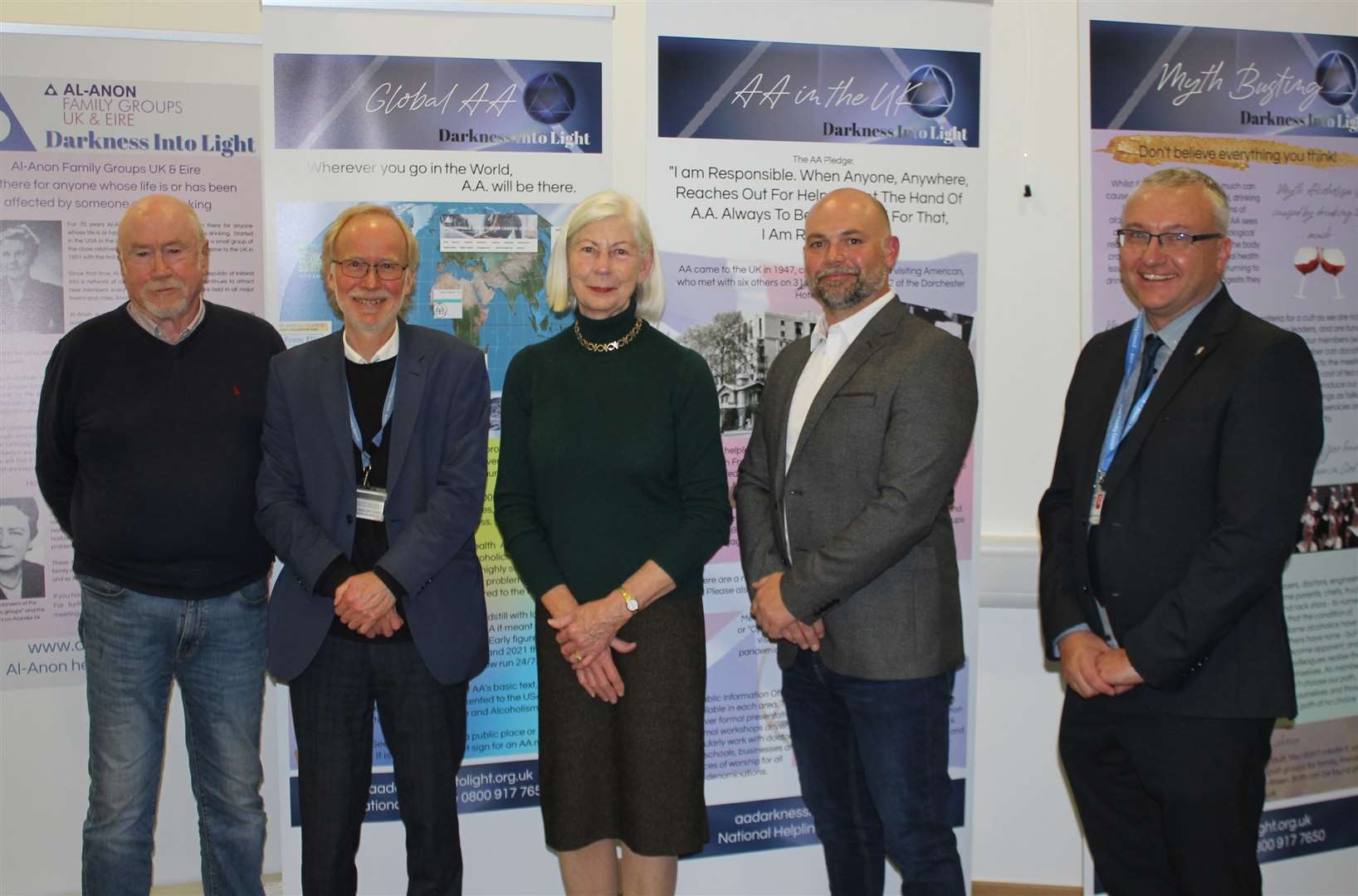 AA West Kent Chairman Tony Mould, archivist Mark Bateson, KCC deputy cabinet member Sarah Hohler, AA’s exhibition coordinator Matt A, and KCC’s head of libraries, James Pearson at the AA exhibition