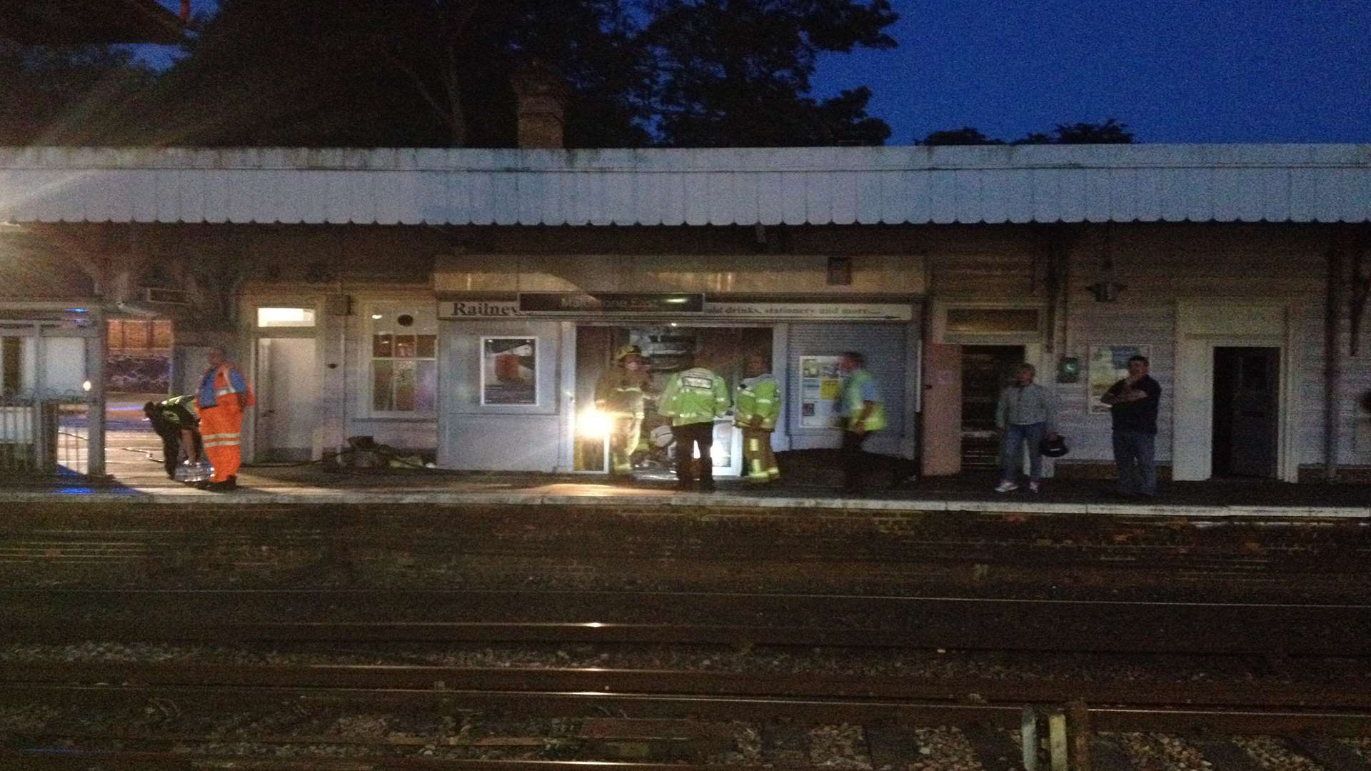 Emergency services assess the situation after the blaze was brought under control