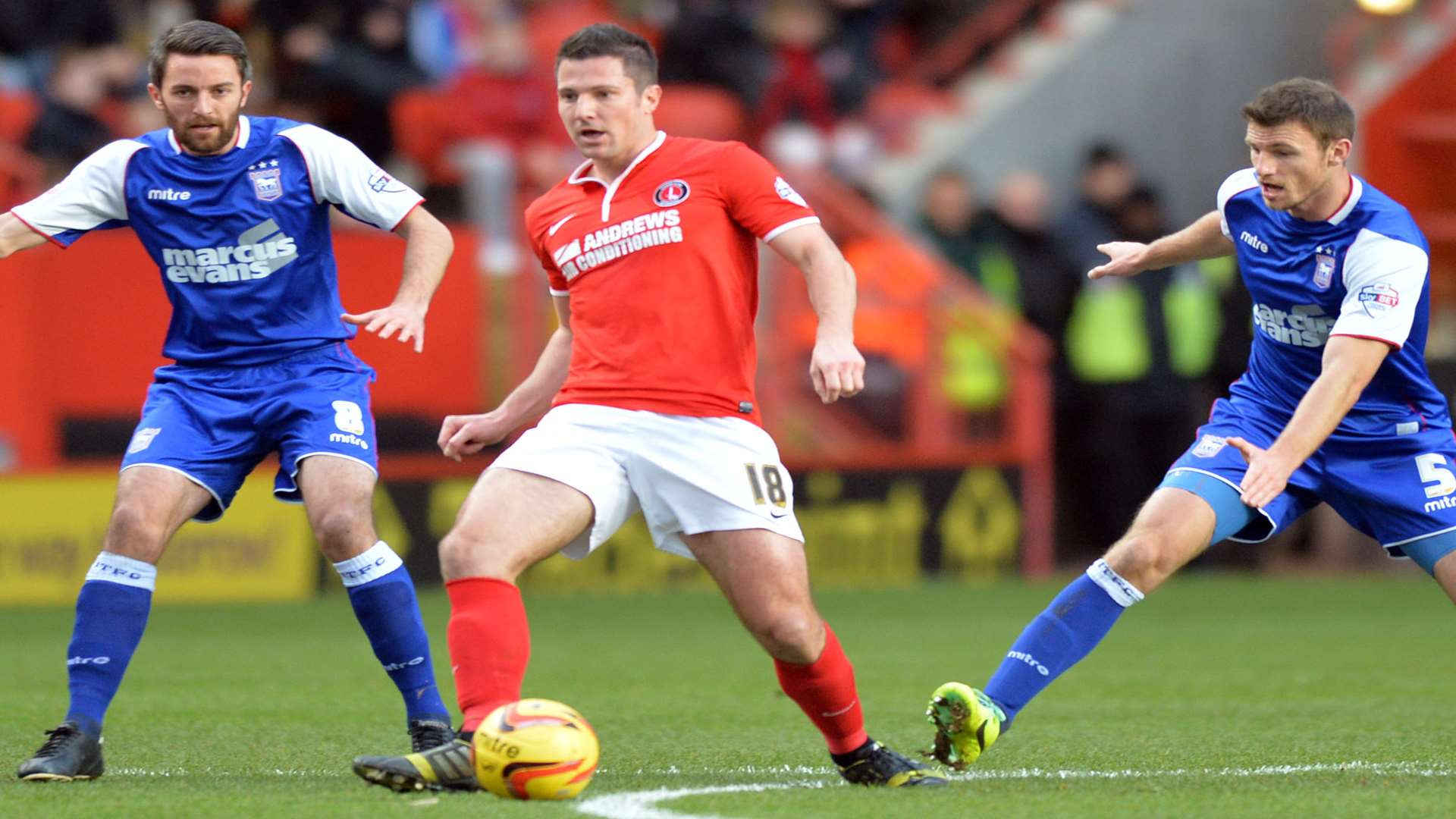 Yann Kermorgant in action against Ipswich Picture: Keith Gillard