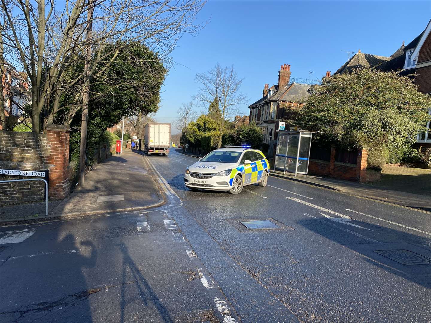 Police car blocks Maidstone Road, Chatham