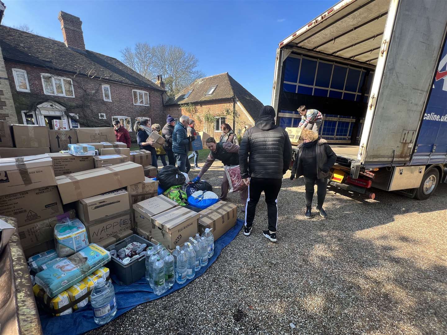 People in Kent have been doing what they can to help. Local residents, led by Valia McDonagh, load a lorry of donations ready for distribution in Ukraine..Picture: Barry Goodwin