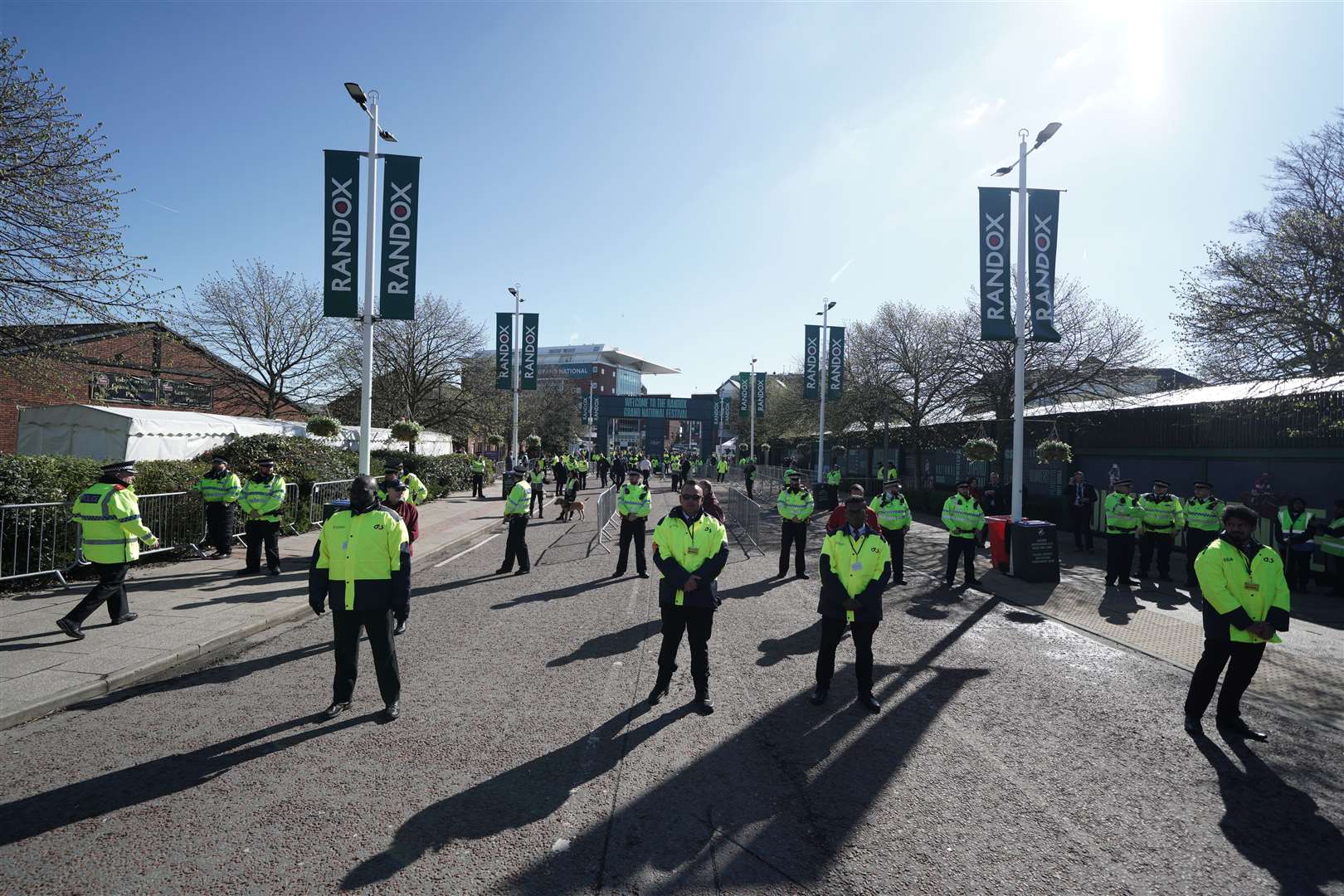 Security outside the gates of Aintree Racecourse (Peter Byrne/PA)