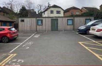 The modular building in the Marden Medical Centre car park