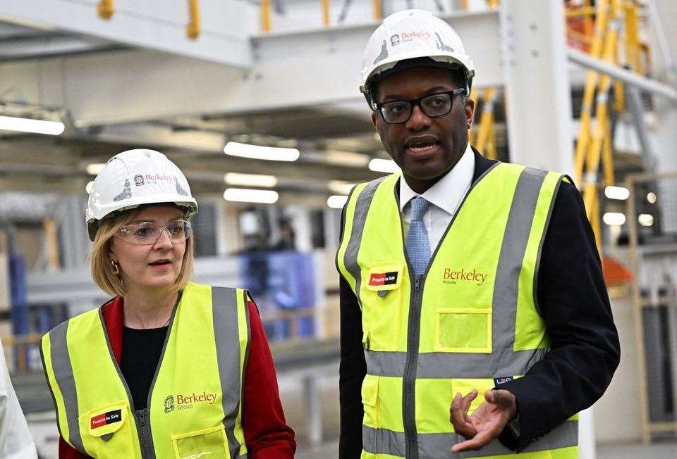 Prime Minister Liz Truss and Chancellor Kwasi Kwarteng visiting Berkeley Modular in Northfleet last month. Picture: REUTERS/Dylan Martinez