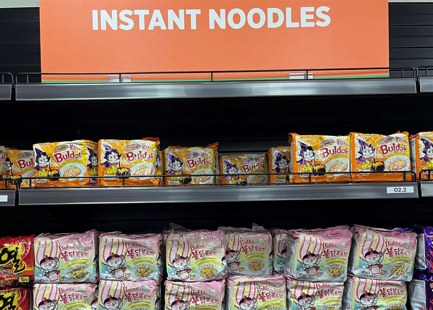 The store has many different kinds of noodles