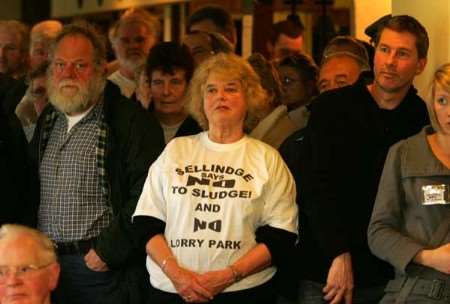 One local resident makes her opposition clear. Picture: Martin Apps