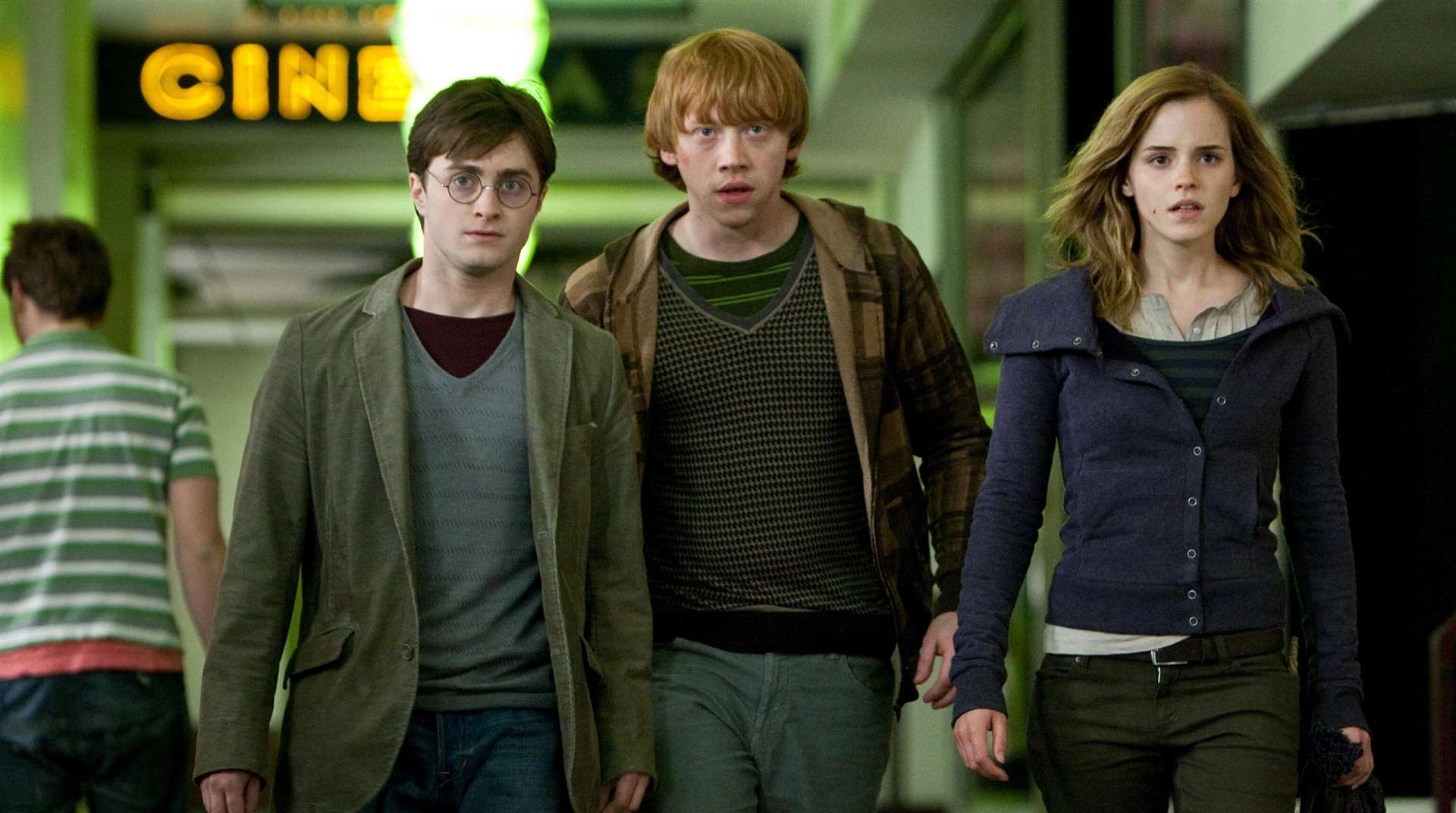 Daniel Radcliffe, Rupert Grint and Emma Watson in The Deathly Hallows Part 1. Picture: Jaap Buitendijk Copyright: 2010 Warner Bros Entertainment.