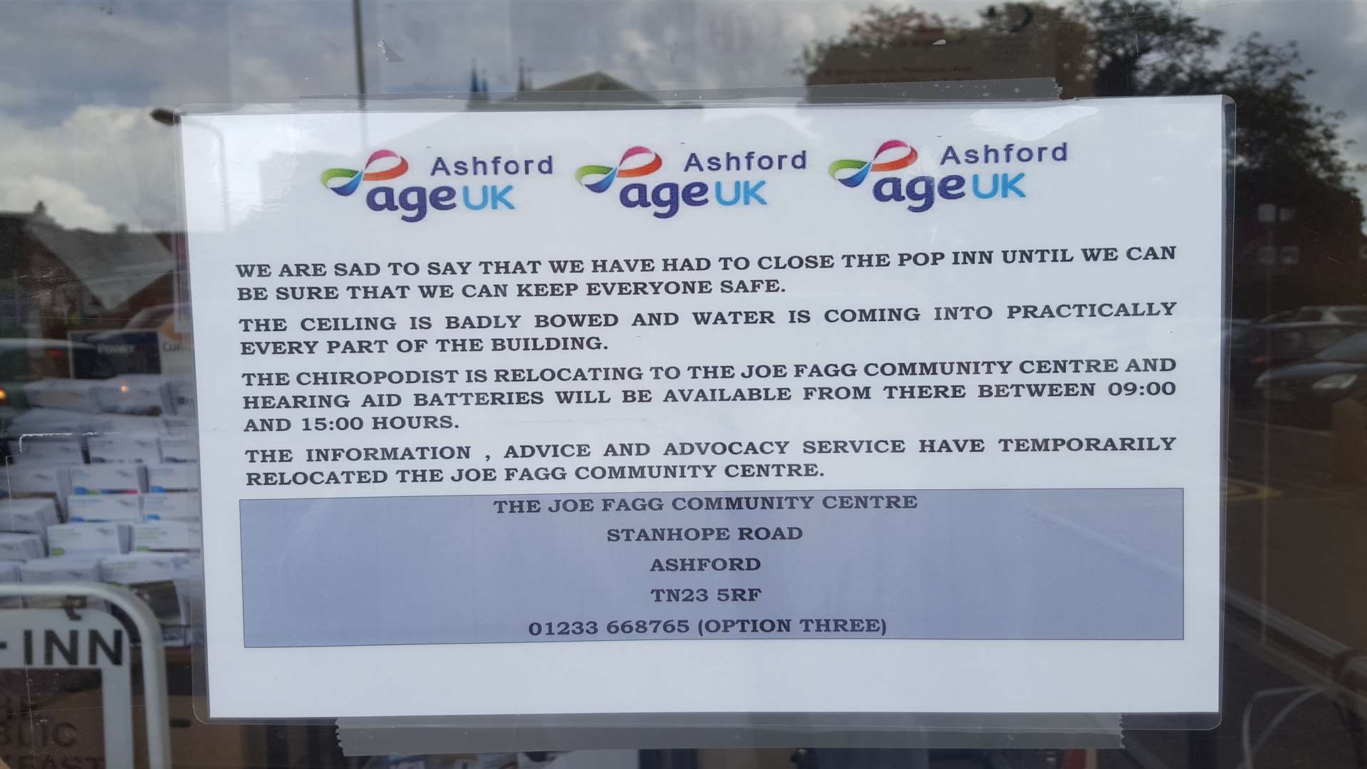 Signs have been put up in windows around the centre