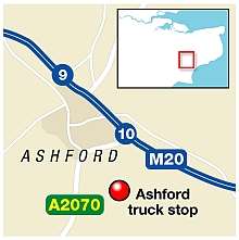 The incident happened at Ashford Truck Stop on Tuesday evening. Graphic: Austen Austen