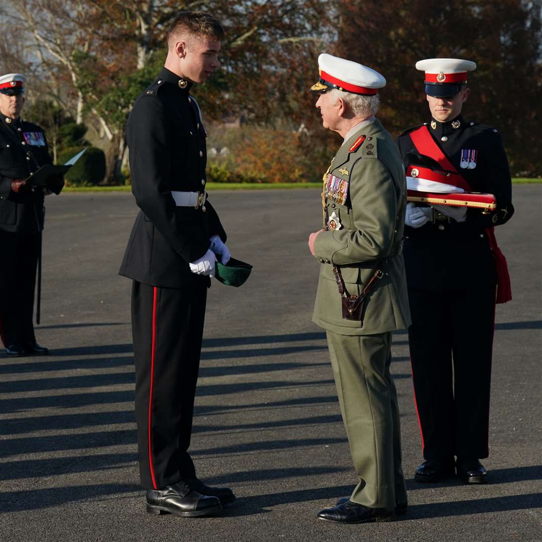 The King awards Marine Joseph Ryan the Commando Medal (Arthur Edwards/The Sun/PA)