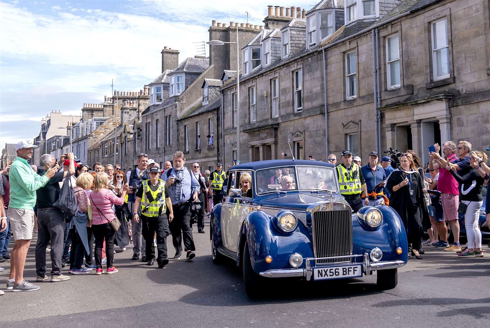 Jack Nicklaus with wife Barbara waves to the crowds after being made an Honorary Citizen of St Andrews (Jane Barlow/PA)