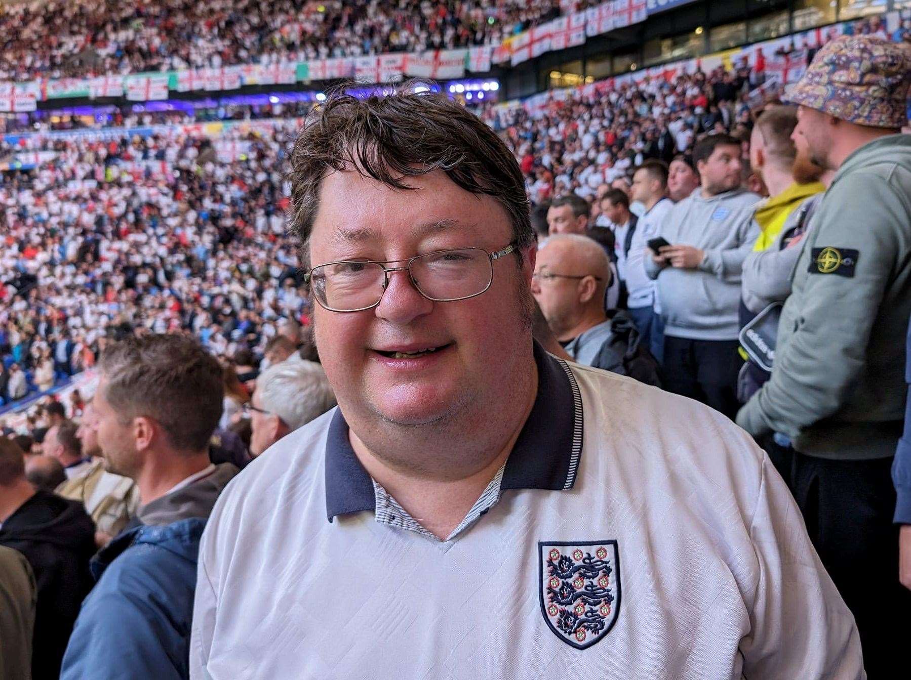 Eddie Allcorn saw England's first win at Euro 2024 vs Serbia at Gelsenkirchen. Picture: SWNS
