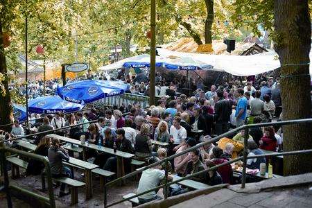 Revellers at Erlangen's famous Bergkirchweih beer festival