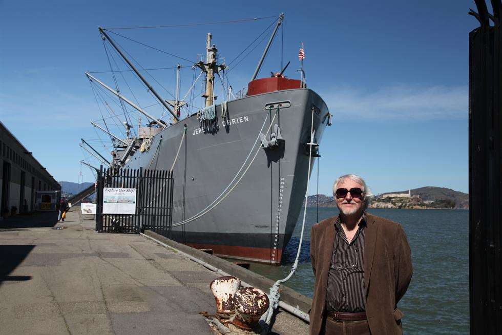 Ken Rowles next to the SS Jeremiah O'Brien