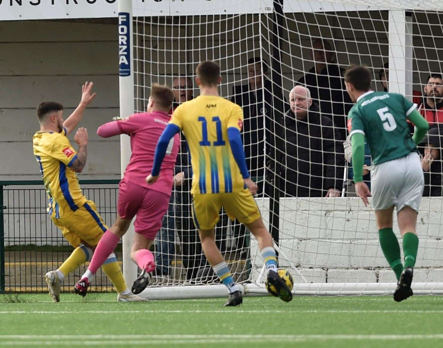 Danny Parish, left, on target as Sittingbourne ran out comfortable winners at Ashford last weekend Pictures: Ian Scammell