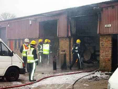 Firefighters at the scene of today's blaze. Picture: JEREMY DUNNING