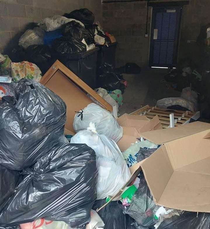 The bin store is overflowing due to missed collections