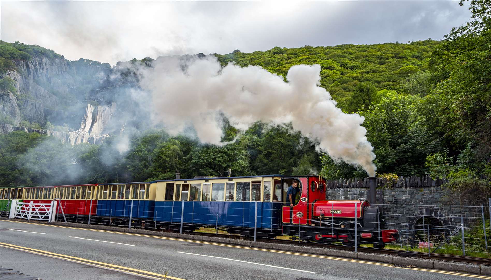 A steam train runs past the north-west Wales slate landscape following the announcement that it has been granted Unesco World Heritage Status (Peter Byrne/PA)