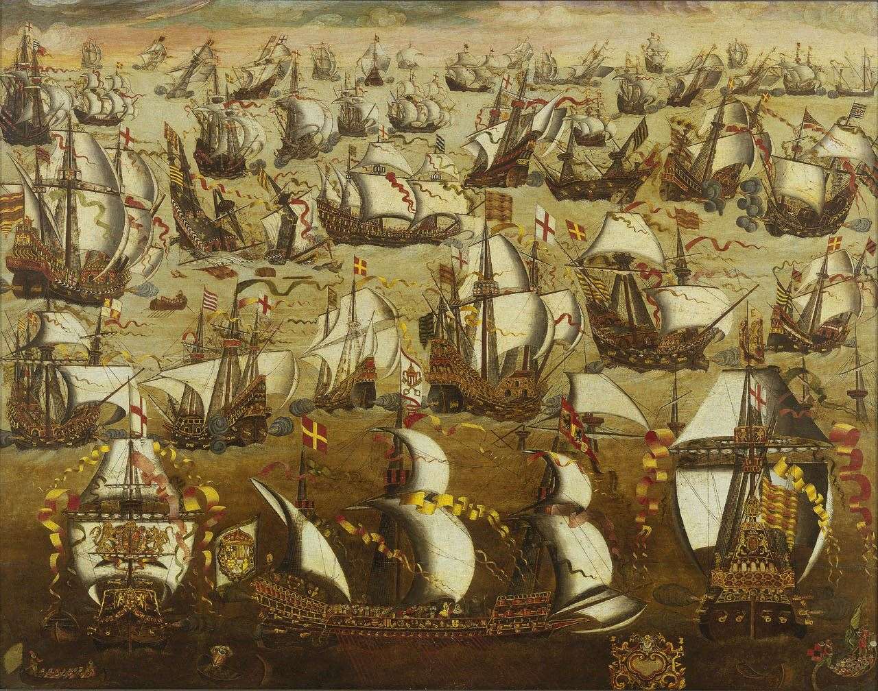 A painting depicting the Spanish Armada from the National Maritime Museum, Greenwich