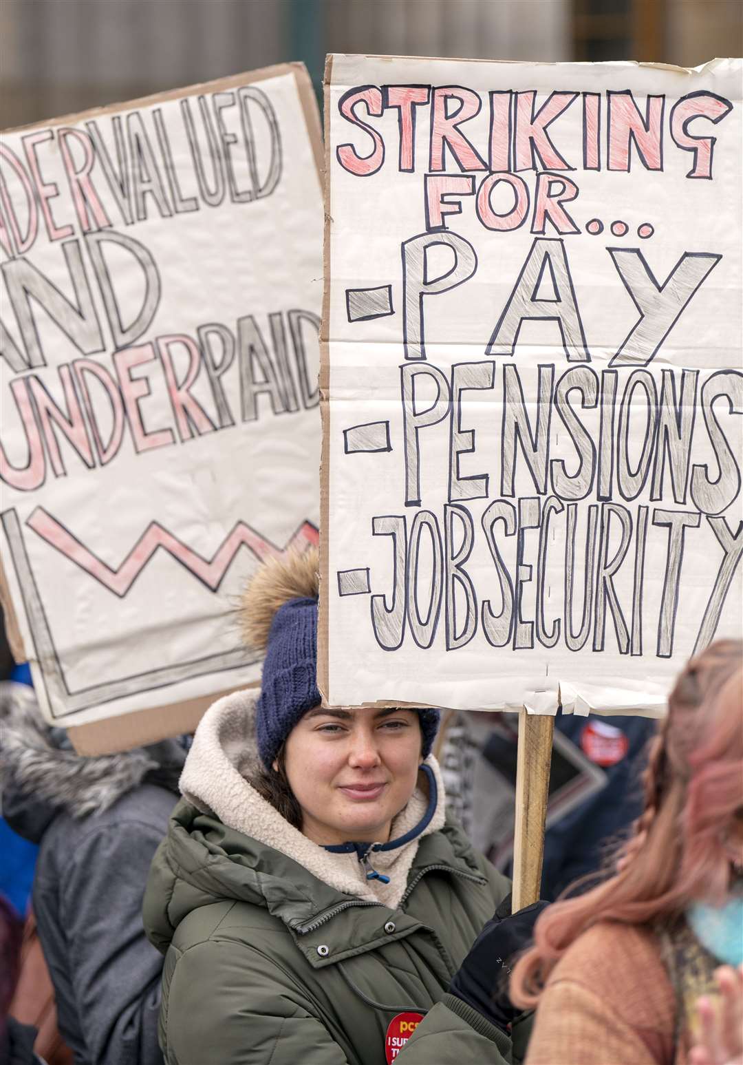 PCS and UCU members staged the joint rally on Budget Day (Jane Barlow/PA)