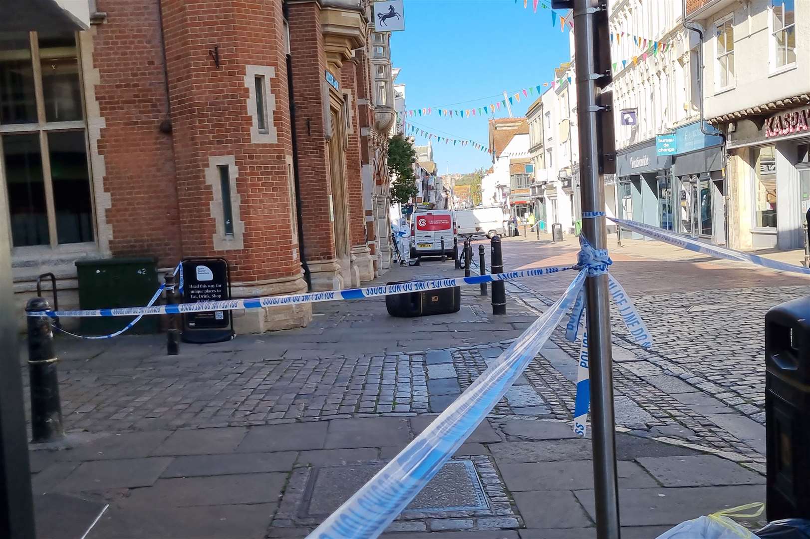 A huge cordon was placed in Canterbury High Street on Friday following a suspected murder