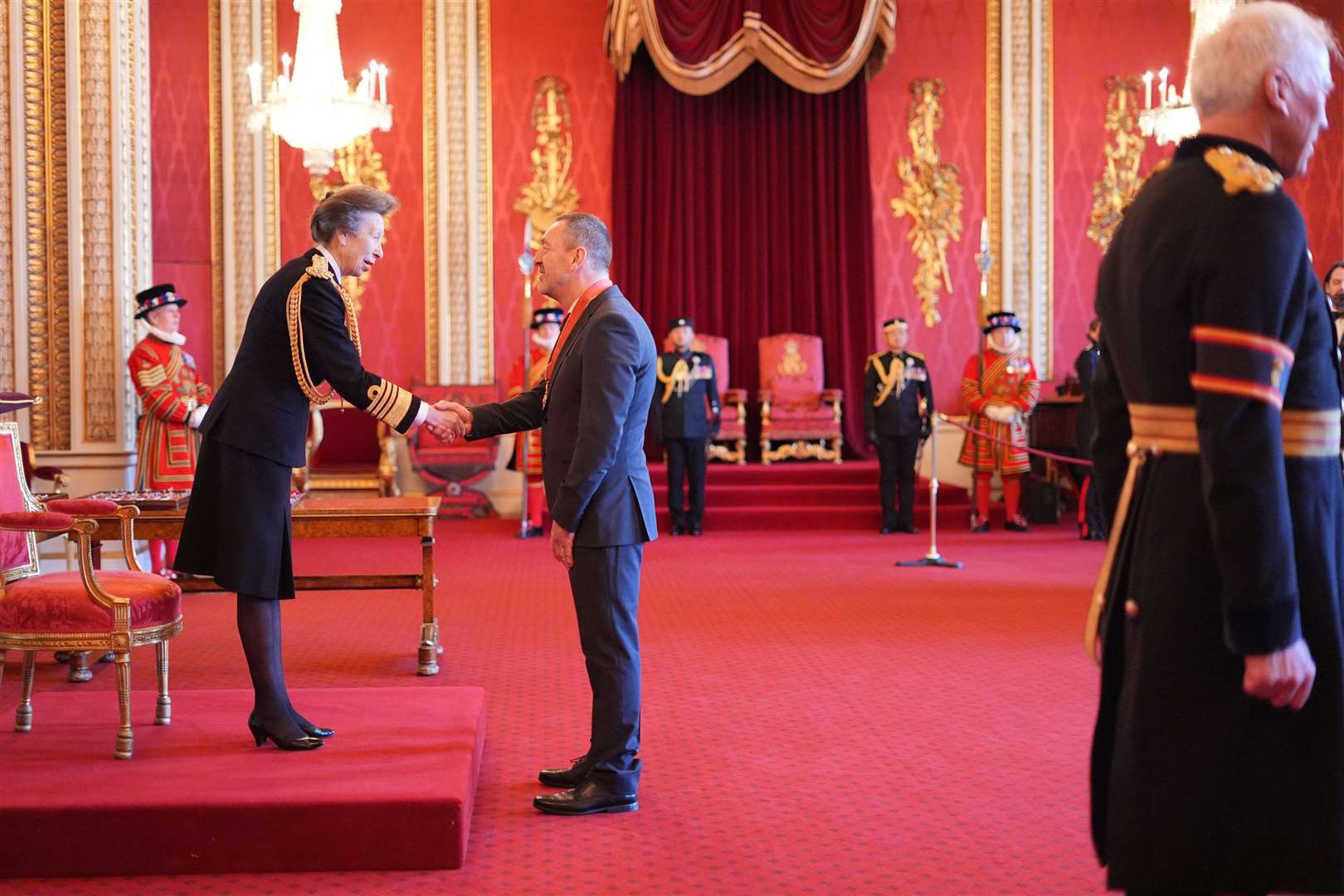 Christopher Boardman, from Wirral, is made a Commander of the Order of the British Empire by the Princess Royal at Buckingham Palace. The honour recognises services to Active Travel (Yui Mok/PA)