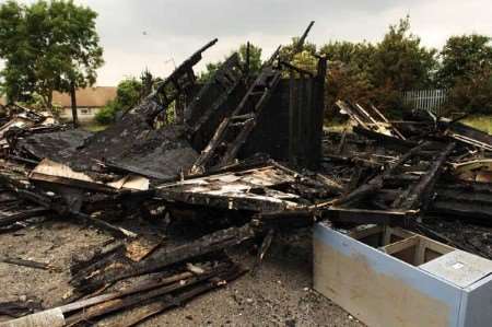 The remains of the building after the fire. Picture: Nick Johnson