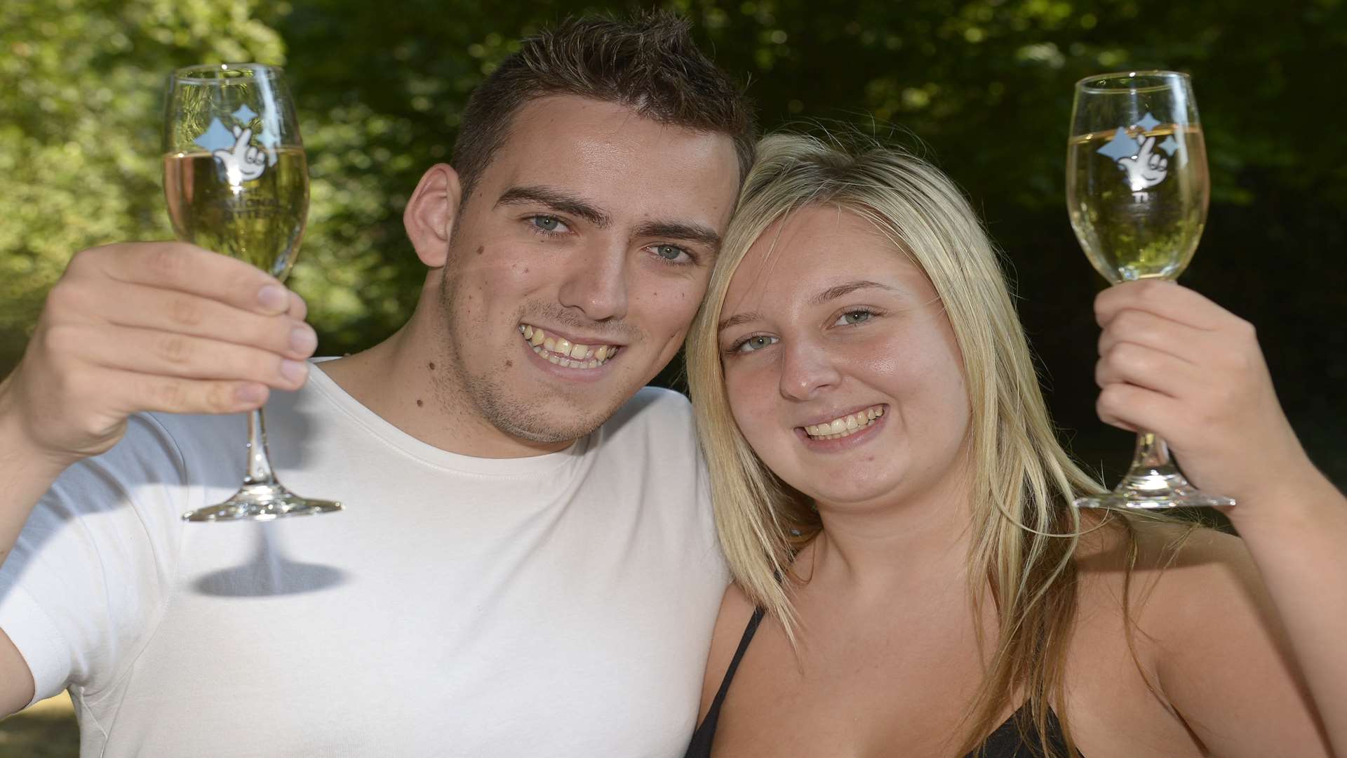 Chelsea Walker and her partner Diogo Leca celebrate