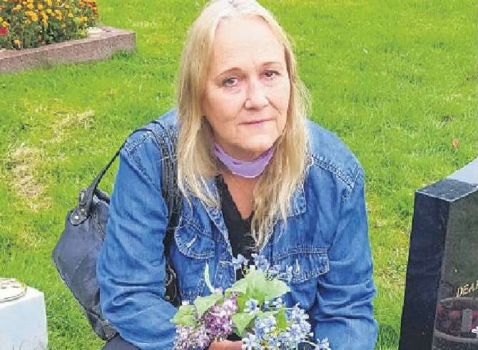 Vanessa Bates at the graveside of her son Max Spiers