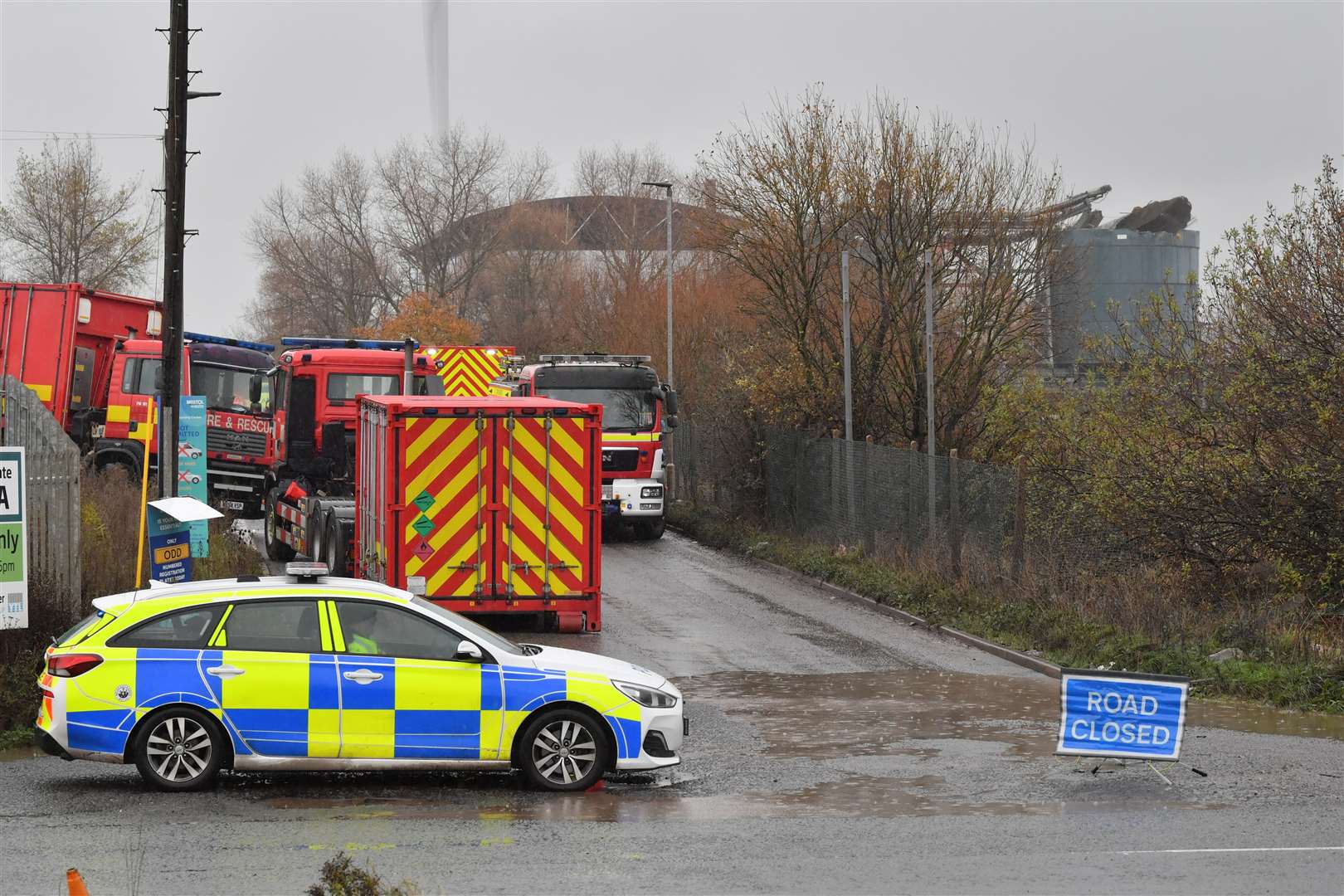 Fire and police at the scene (Ben Birchall/PA)