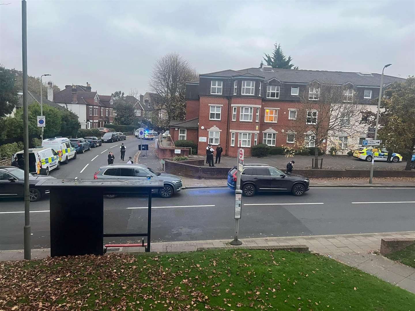 Several police vehicles were parked up at the scene. Picture: Benny Erhahon