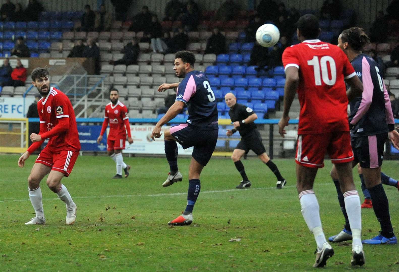 Matthew Paterson scores Welling's goal after closing down Nathan Green's clearance. Picture: David Brown