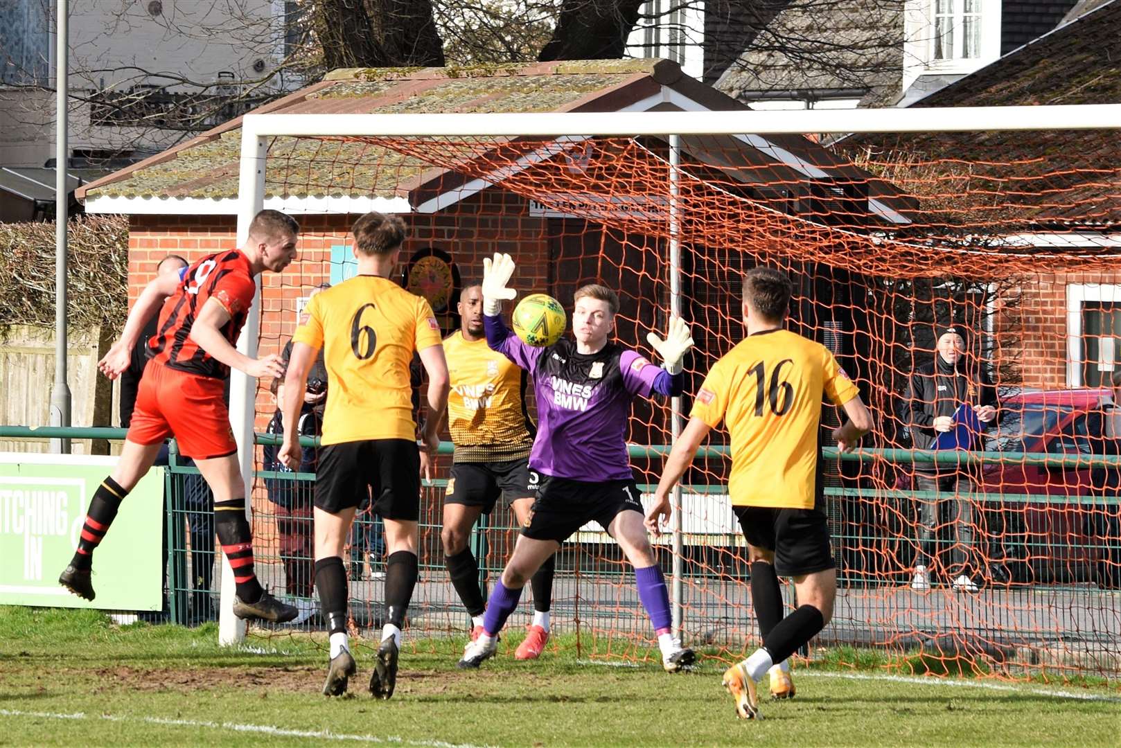 Sittingbourne in action against Three Bridges Picture: Ken Medwyn