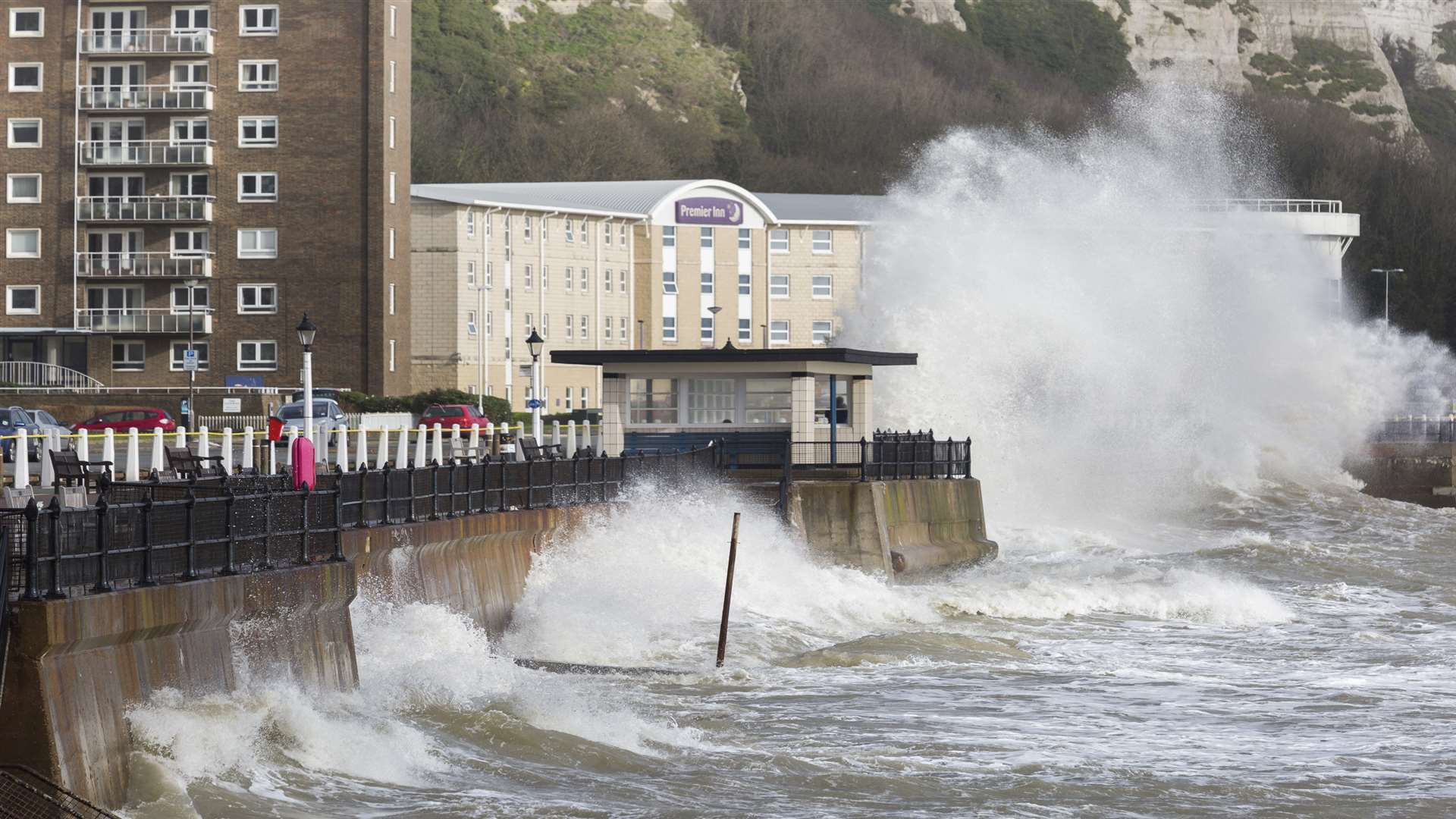Large waves crash on the seafront in Dover. Picture: Countrywide Photographic