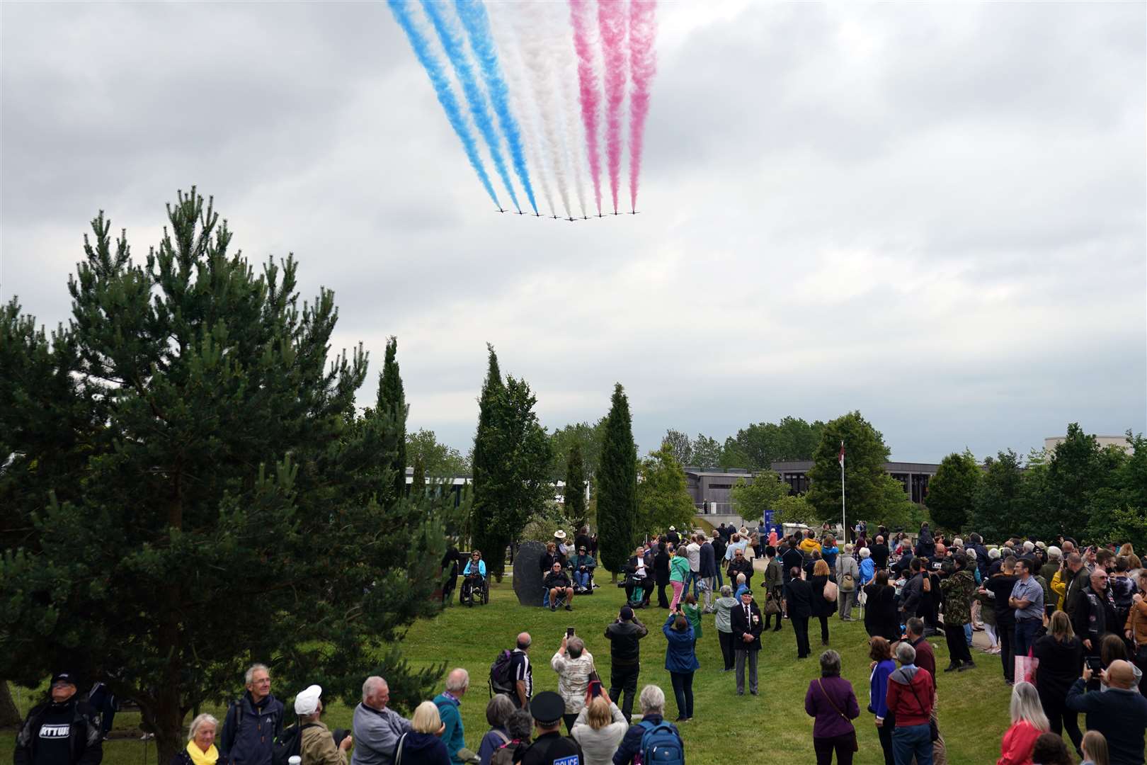 The Red Arrows fly over the National Memorial Arboretum (Joe Giddens/PA)