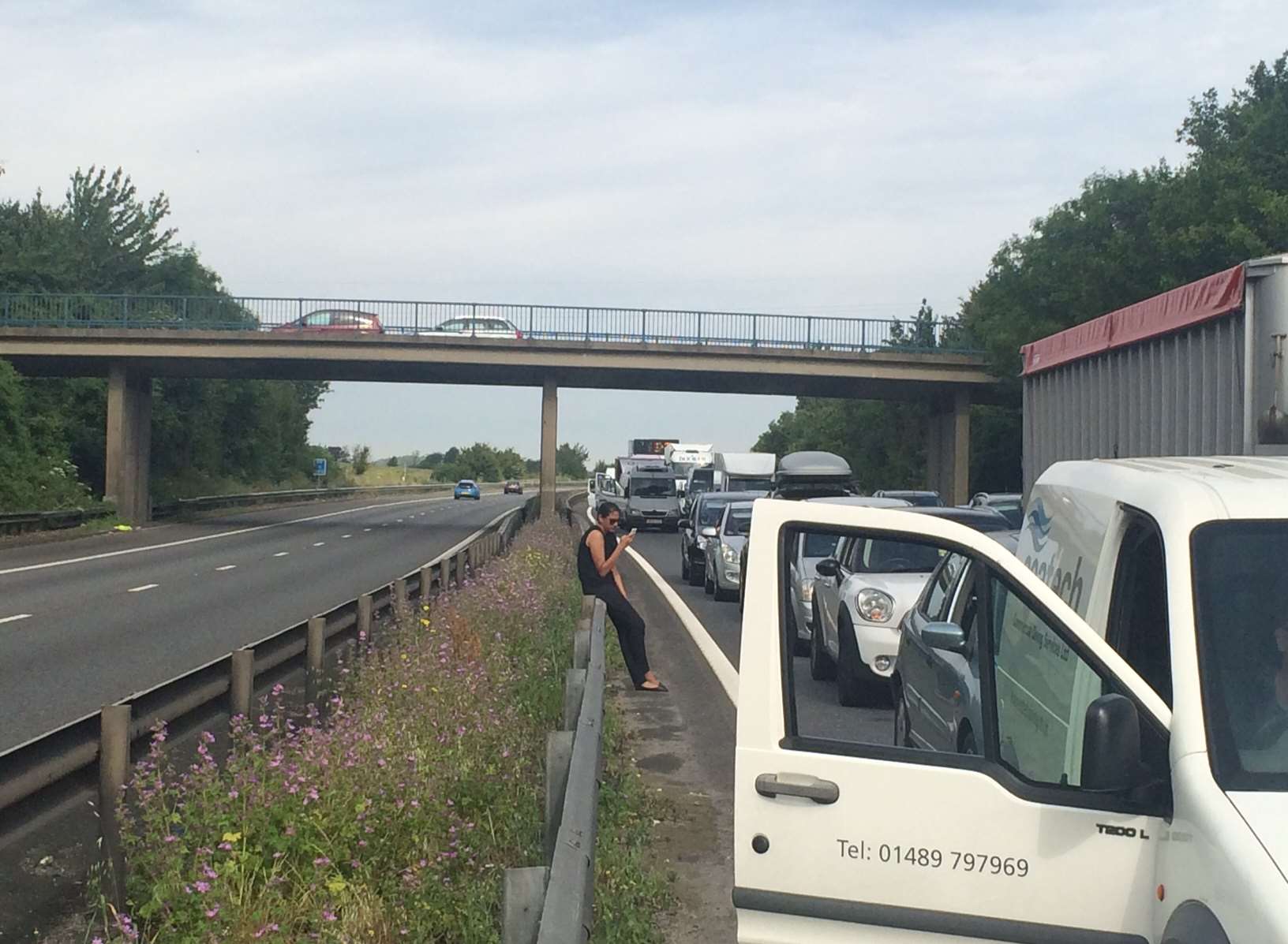 Motorists have been getting out of their cars in the heat